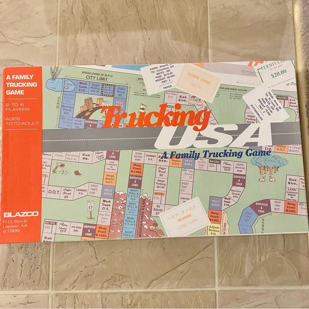 Vintage Trucking USA A Family Trucking Game Board Complete 1989 Ed Blazco Rare